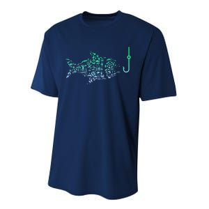 Fishing Icon For Fisherman Fish Hook Fishing Performance Sprint T-Shirt