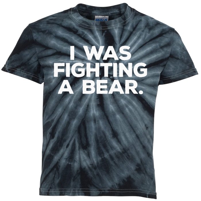 Funny Injury Get Well Gift I Was Fighting A Bear Kids Tie-Dye T-Shirt