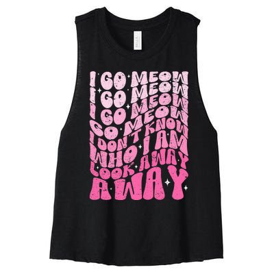 Funny I Go Meow Singing Cat Meme Cats Lovers Women's Racerback Cropped Tank