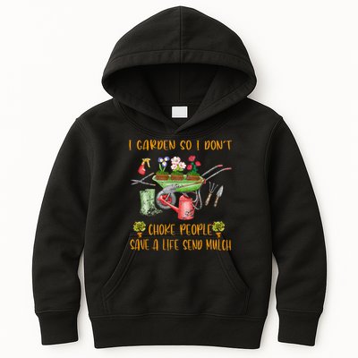 Funny I Garden So I Dont Choke People Gardening Kids Hoodie