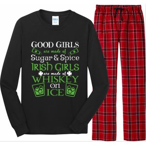 Funny Irish Girls Are Whiskey On Ice St. Patrick's Day Gift Long Sleeve Pajama Set