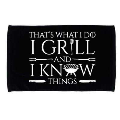 Fun I Grill And Know Things Meat Lover Barbecue Microfiber Hand Towel