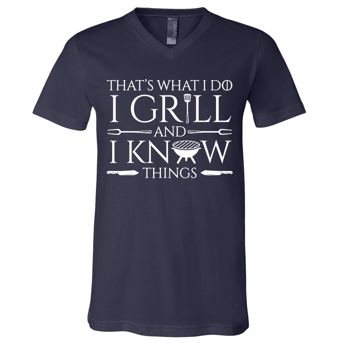 Fun I Grill And Know Things Meat Lover Barbecue V-Neck T-Shirt