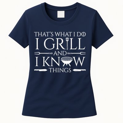 Fun I Grill And Know Things Meat Lover Barbecue Womens T-Shirt
