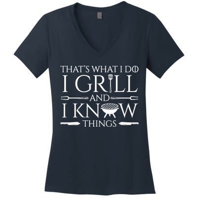 Fun I Grill And Know Things Meat Lover Barbecue Women's V-Neck T-Shirt