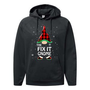 Fix It Gnome Buffalo Plaid Matching Family Christmas Performance Fleece Hoodie