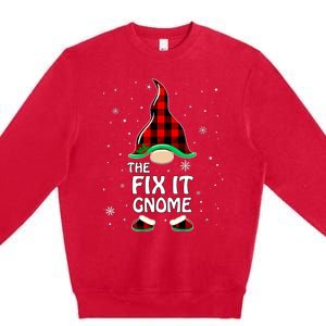 Fix It Gnome Buffalo Plaid Matching Family Christmas Premium Crewneck Sweatshirt