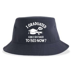 Funny I graduated can I go back to bed now for graduation Sustainable Bucket Hat