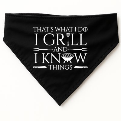 Fun I Grill And Know Things Meat Lover Barbecue Dad Gift USA-Made Doggie Bandana