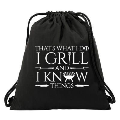Fun I Grill And Know Things Meat Lover Barbecue Dad Gift Drawstring Bag