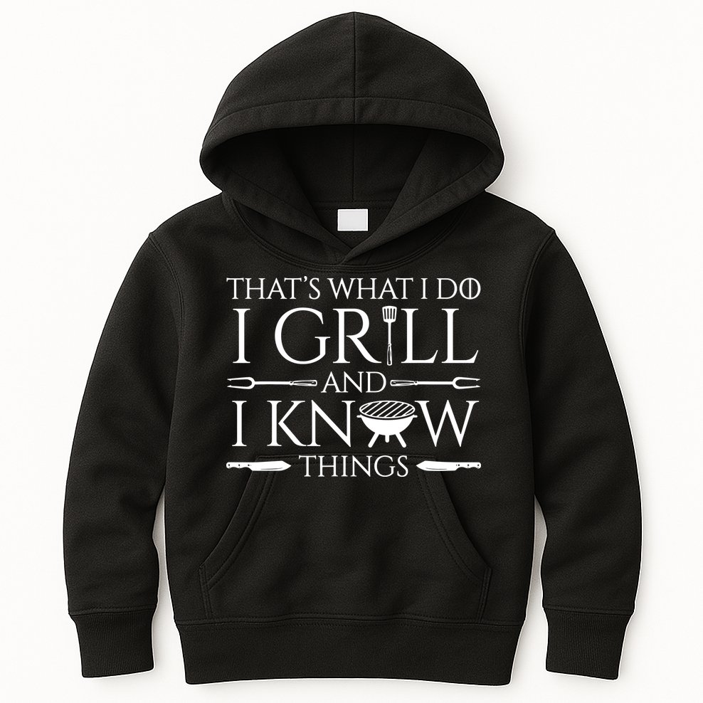 Fun I Grill And Know Things Meat Lover Barbecue Dad Gift Kids Hoodie