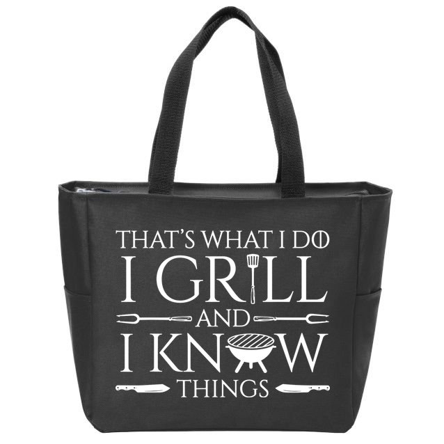 Fun I Grill And Know Things Meat Lover Barbecue Dad Gift Zip Tote Bag