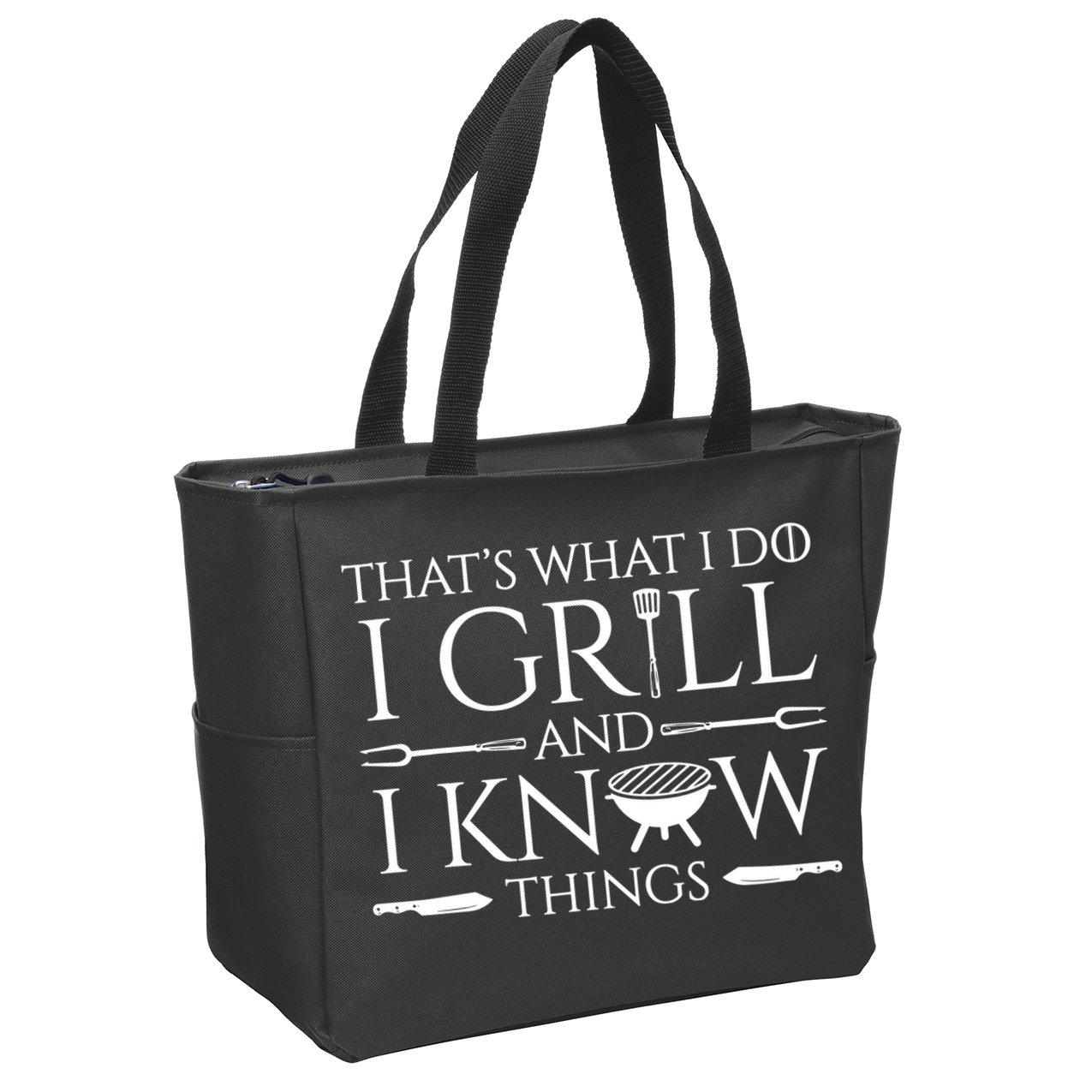 Fun I Grill And Know Things Meat Lover Barbecue Dad Gift Zip Tote Bag