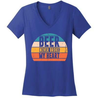 Funny Ing Great Gift Beer Never Broke My Heart Gift Women's V-Neck T-Shirt