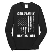 Fighting Irish God. Family. Vintage Usa Flag Long Sleeve Shirt