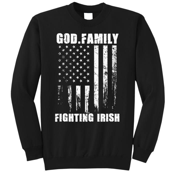 Fighting Irish God. Family. Vintage Usa Flag Sweatshirt