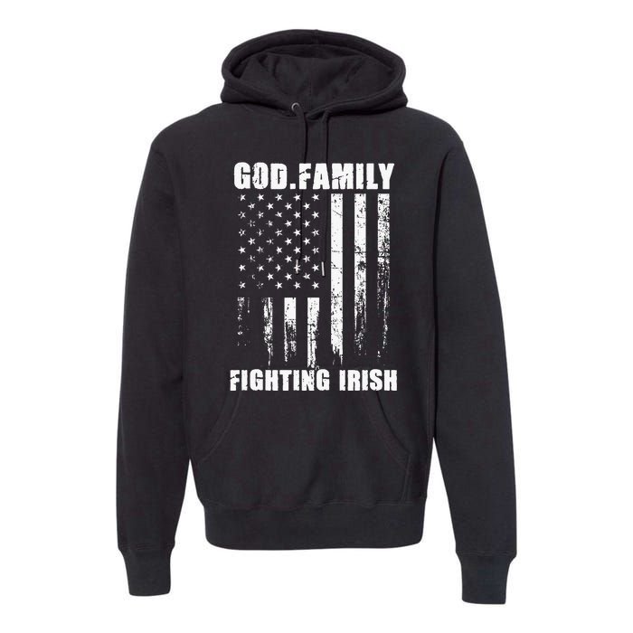 Fighting Irish God. Family. Vintage Usa Flag Premium Hoodie