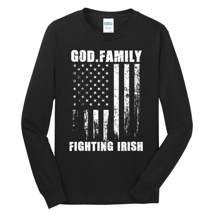 Fighting Irish God. Family. Vintage Usa Flag Tall Long Sleeve T-Shirt