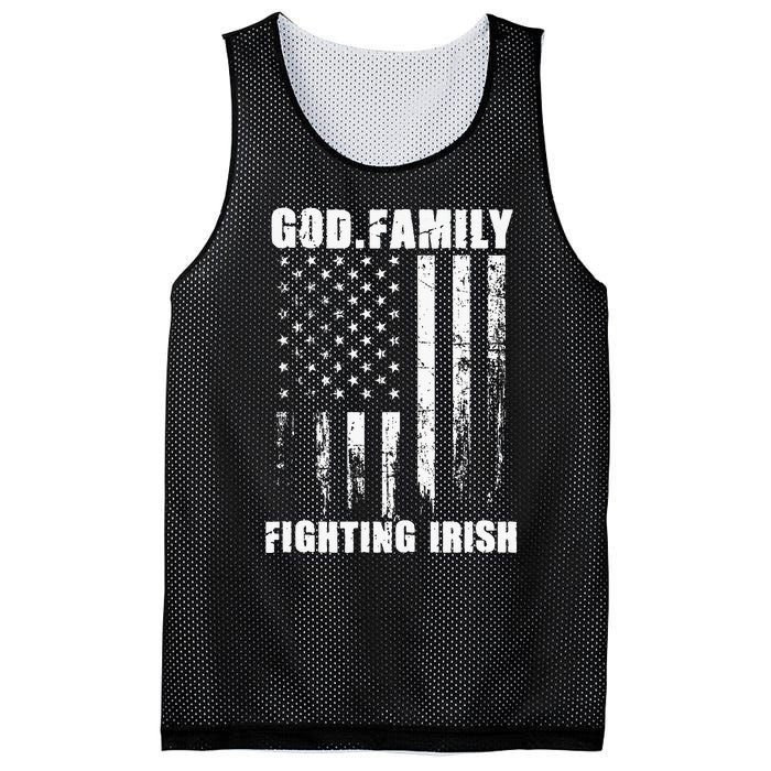 Fighting Irish God. Family. Vintage Usa Flag Mesh Reversible Basketball Jersey Tank