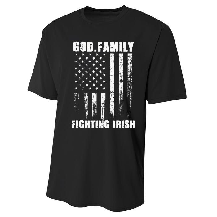 Fighting Irish God. Family. Vintage Usa Flag Performance Sprint T-Shirt