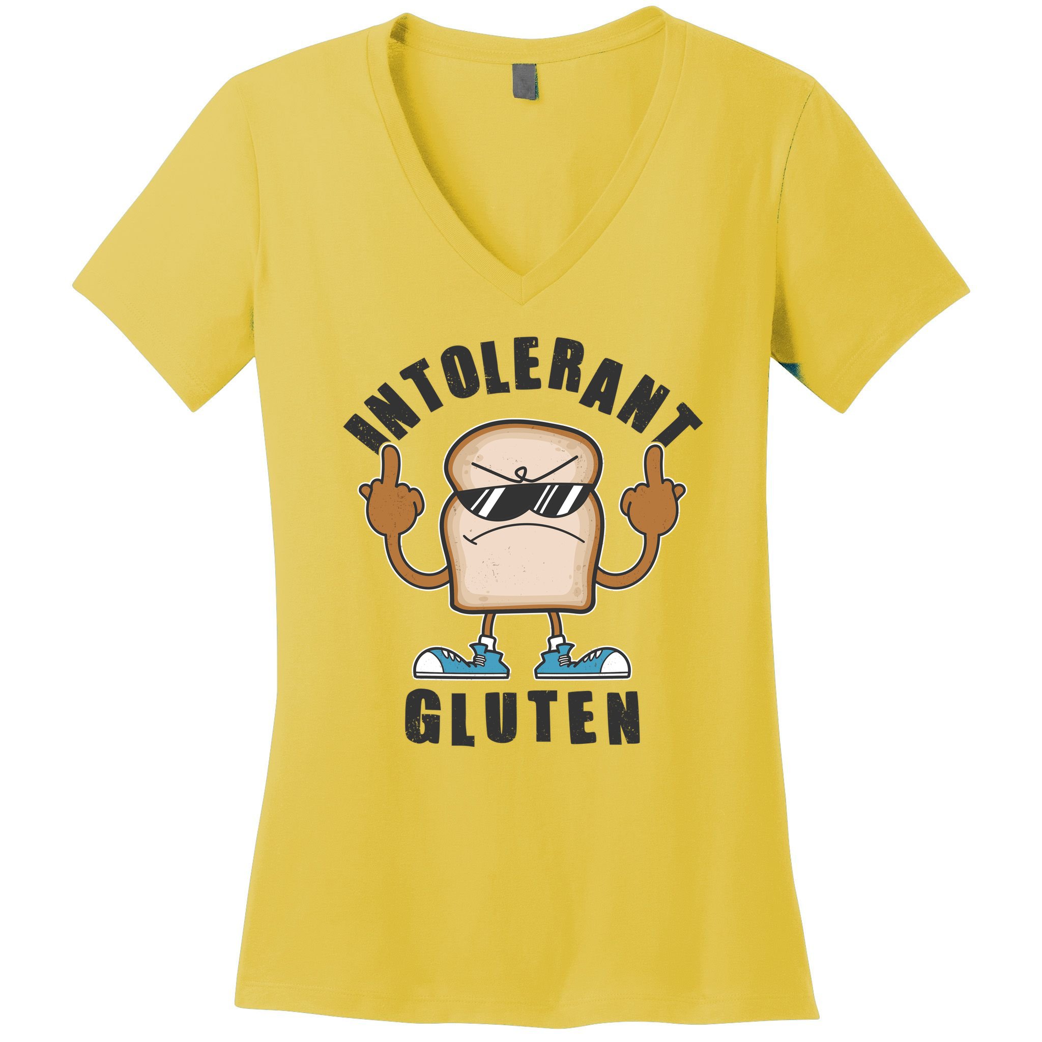 Funny Intolerant Gluten  Women's V-Neck T-Shirt