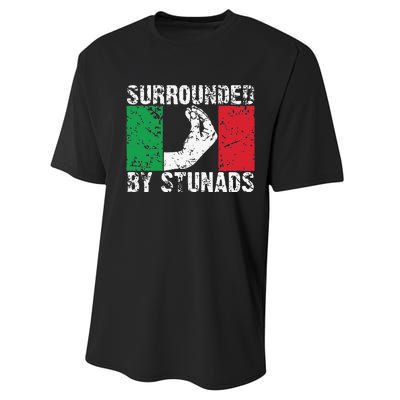 Funny Italian Gift Cool Surrounded By Stunads Gift Performance Sprint T-Shirt