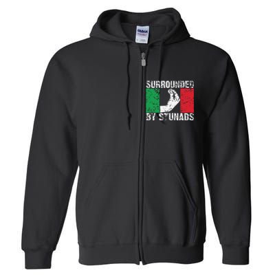 Funny Italian Gift Cool Surrounded By Stunads Gift Full Zip Hoodie