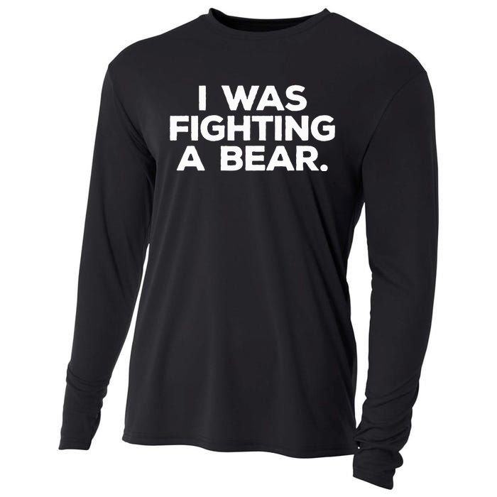 Funny Injury Get Well Gift I Was Fighting A Bear Cooling Performance Long Sleeve Crew