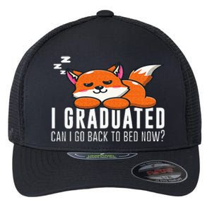 Funny I Graduated Can I Go Back To Bed Now Fox Graduation Flexfit Unipanel Trucker Cap