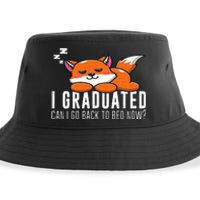 Funny I Graduated Can I Go Back To Bed Now Fox Graduation Sustainable Bucket Hat