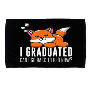 Funny I Graduated Can I Go Back To Bed Now Fox Graduation Microfiber Hand Towel