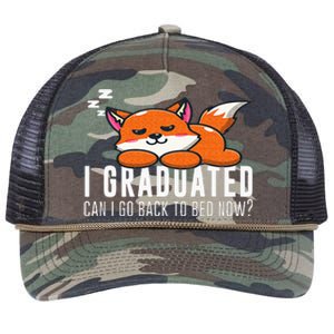 Funny I Graduated Can I Go Back To Bed Now Fox Graduation Retro Rope Trucker Hat Cap