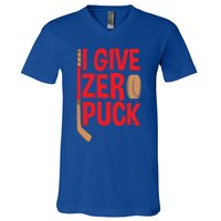 Funny I Give Zero Puck Hockey Puck Collectors Gift Funny Gift V-Neck T-Shirt