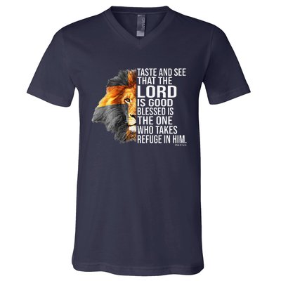 Faith In God Psalm Christian Bible V-Neck T-Shirt