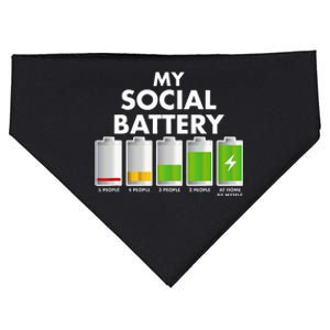 Funny Introvert Gift My Social Battery With People USA-Made Doggie Bandana