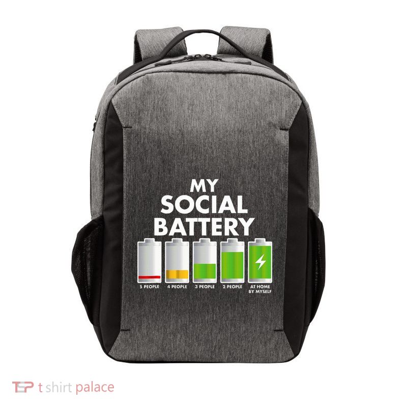 Funny Introvert Gift My Social Battery With People Vector Backpack