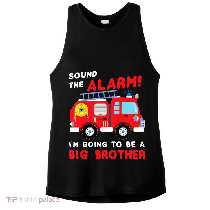 Firetruck I'm Going To Be A Big Brother New Baby Ladies PosiCharge Tri-Blend Wicking Tank