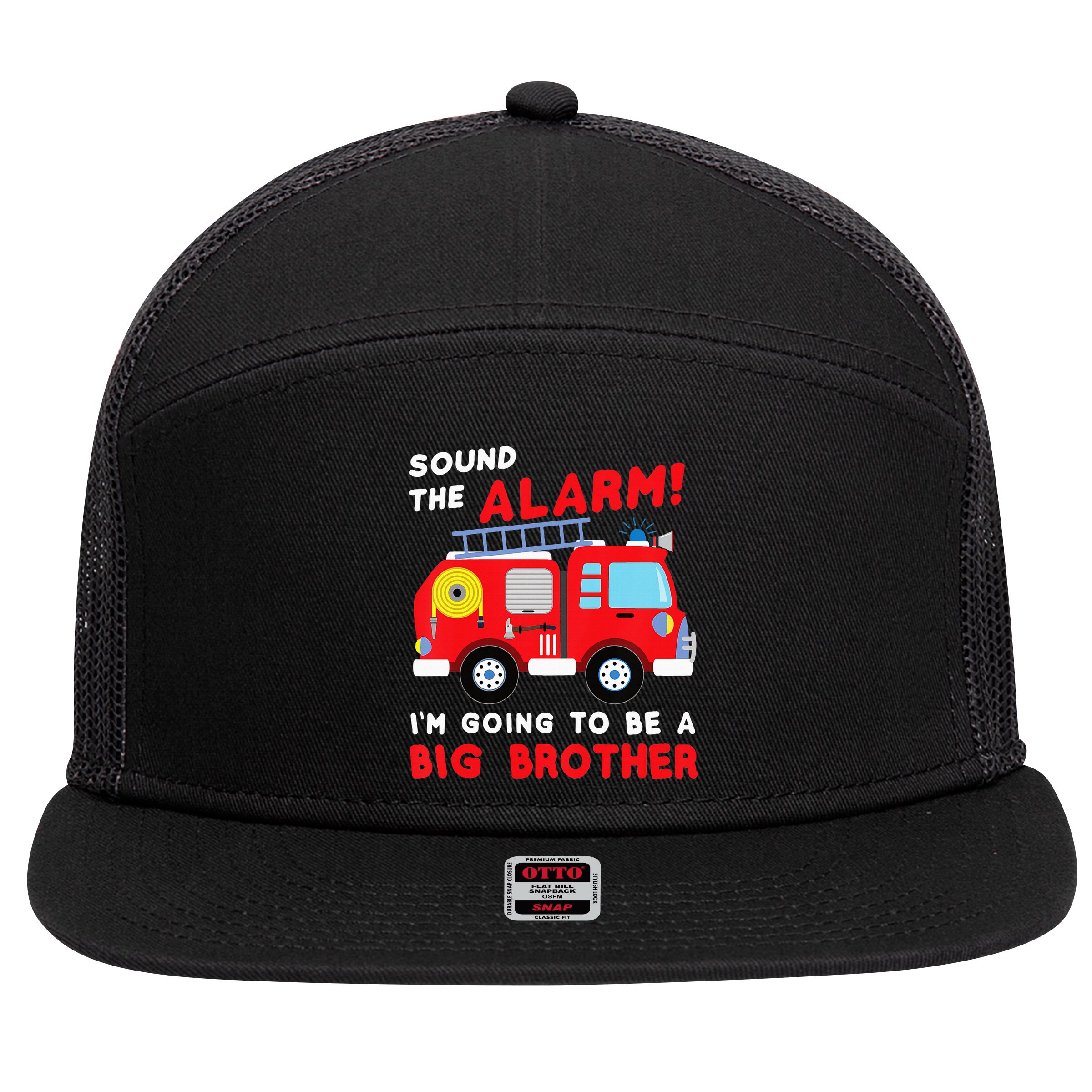 Firetruck I'm Going To Be A Big Brother New Baby 7 Panel Mesh Trucker Snapback Hat