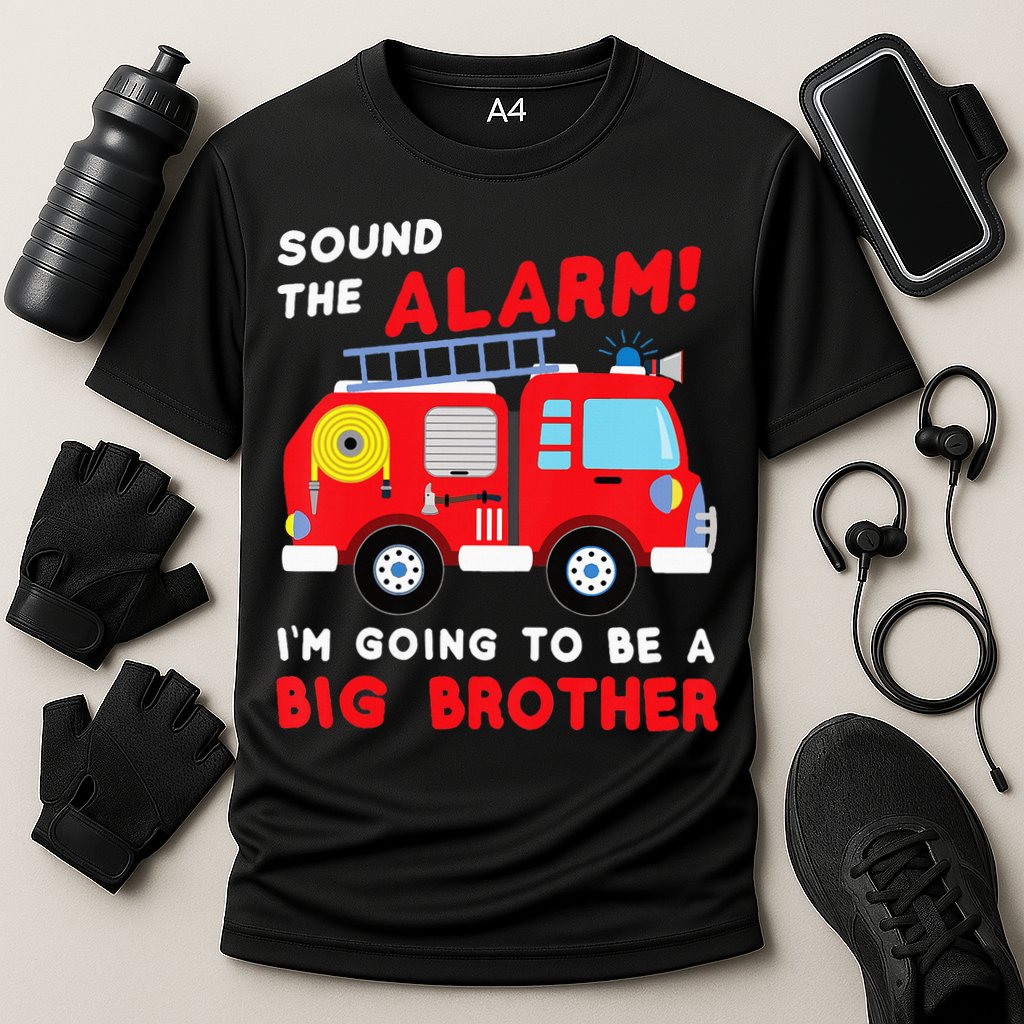 Firetruck I'm Going To Be A Big Brother New Baby Cooling Performance Crew T-Shirt