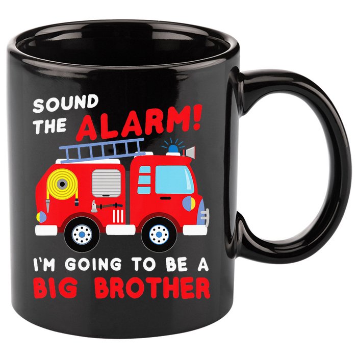 Firetruck I'm Going To Be A Big Brother New Baby 11oz C Handle Ceramic Mug