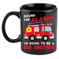 Firetruck I'm Going To Be A Big Brother New Baby 11oz C Handle Ceramic Mug