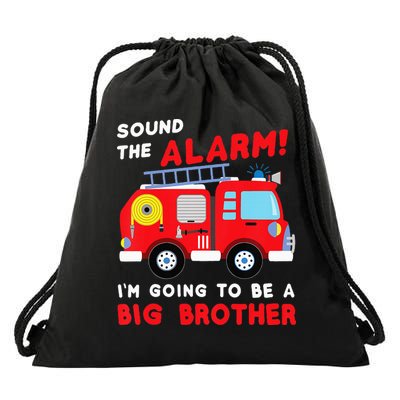 Firetruck I'm Going To Be A Big Brother New Baby Drawstring Bag