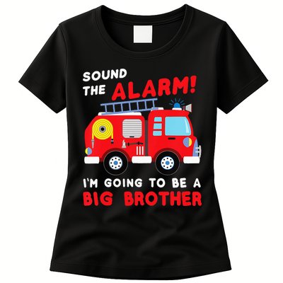 Firetruck I'm Going To Be A Big Brother New Baby Womens T-Shirt