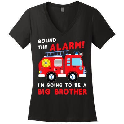 Firetruck I'm Going To Be A Big Brother New Baby Women's V-Neck T-Shirt
