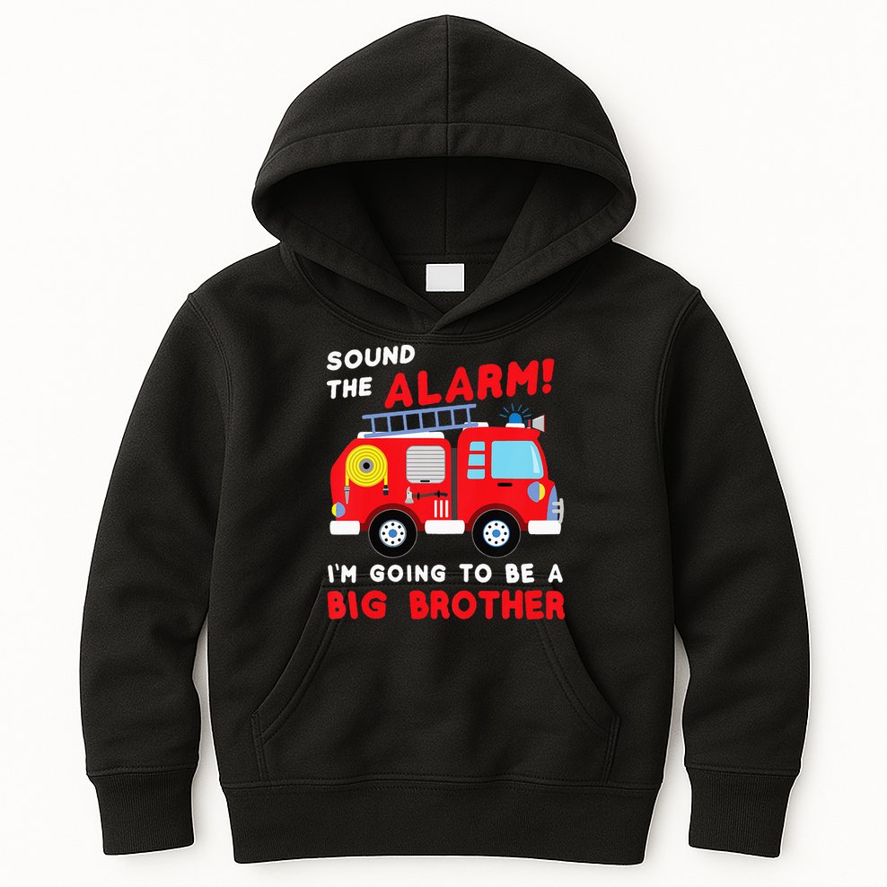 Firetruck I'm Going To Be A Big Brother New Baby Kids Hoodie