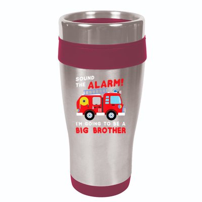 Firetruck I'm Going To Be A Big Brother New Baby 16oz Travel Tumbler