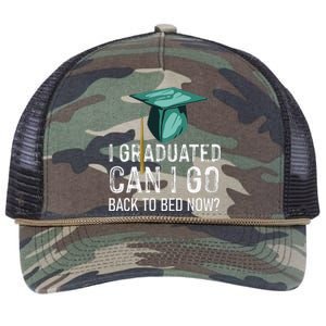 funny I Graduated Can I Go Back To Bed Now Retro Rope Trucker Hat Cap