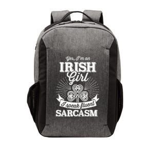 Funny irish girl woman speak fluent sarcasm St Patricks day Vector Backpack