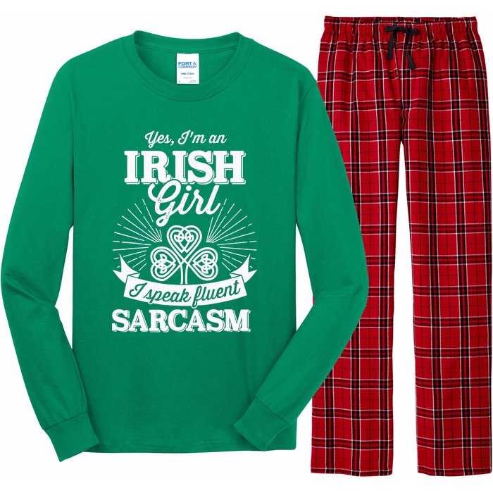 Funny irish girl woman speak fluent sarcasm St Patricks day Long Sleeve Pajama Set