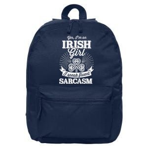 Funny irish girl woman speak fluent sarcasm St Patricks day 16 in Basic Backpack